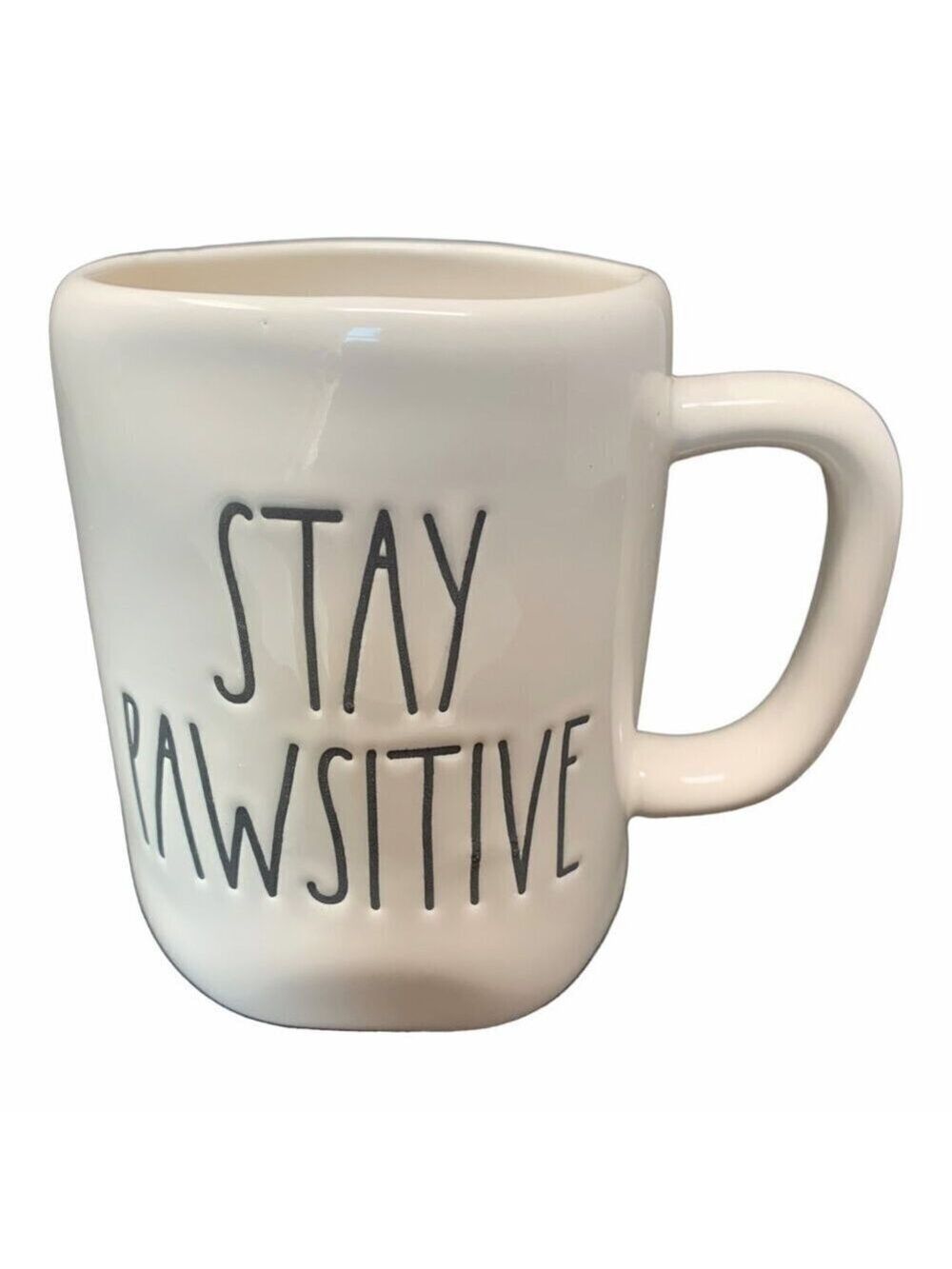 Rae Dunn Dog Cat Mug Stay Pawsitive Pet Lover Ceramic Coffee Tea Kitty Puppy Dog
